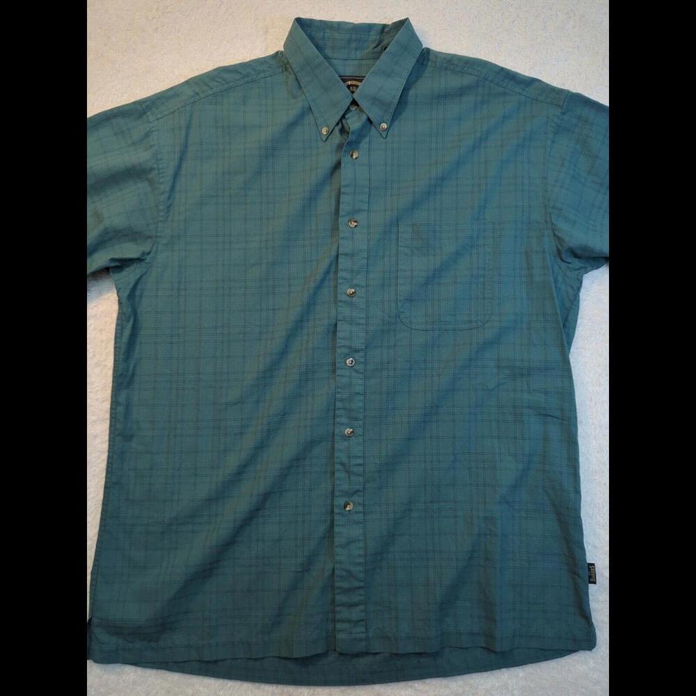 B D Baggies Men's Short Sleeve Rip Stop Button Up Shirt Sz L Casual Summer